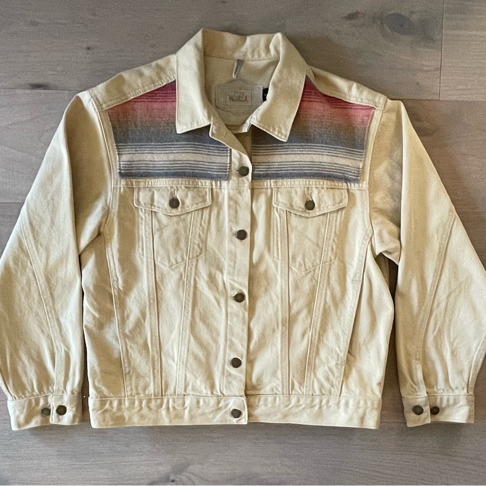 VTG Woolrich Denim Jacket with Wool Santa Fe Style Panels - Picture 2 of 11